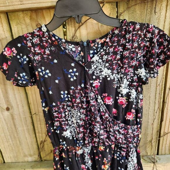 Art Class Walk Through Romper Black Floral Shorts Romper with Train Girls XL - Picture 6 of 7